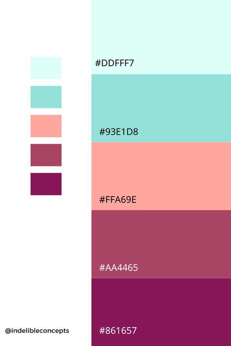 Peach Pink Color Combination, Turquoise Pink Color Palette, Pink And Turquoise Color Palette, Turquoise Pallete Color, Tiffany Color Palette, Light Teal Color Palette, Rose Pink Color Palette, Tiffany Blue Color Palette, Gin Branding