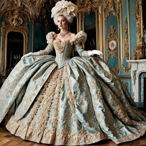 Full length by dodoman - Playground Rococo Gown, Georgian Clothing, Baroque Dress, Fairytale Gown, Rococo Fashion, Fashion Sketches Dresses, Sketches Dresses, Victorian Women, Fairytale Dress