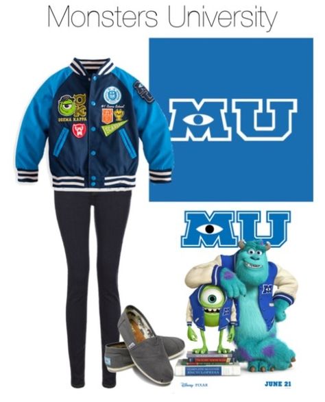 Monsters University jacket. Yes, please. Monsters University Costumes, Monsters Inc Sweatshirt, Monster University Concept Art, Monster University Jacket, James Sullivan Monster University, Monsters Inc University, Mike And Sulley, Nerd Outfits, Disney Monsters