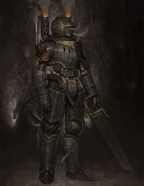 Steam Knight, Ariel Perez on ArtStation at https://www.artstation.com/artwork/xzXNLE Sludge Wargame, Ariel Perez, Medieval Steampunk, Steampunk Armor, Steampunk Characters, Steampunk Artwork, Arte Cyberpunk, Titanfall, 다크 판타지