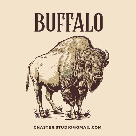 VECTOR BUFFALO DESIGN FOR SALE Buffalo Shirt Design, Buffalo Illustration Design, Buffalo Graphic Design, Buffalo Illustration, Buffalo Drawing, Harley Davidson Fabric, Buffalo Design, Buffalo Art, Leather Working Patterns