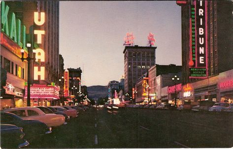 Street At Night, All I Ever Wanted, Water Resources, Salt Lake City Utah, Old Ads, Street Signs, City Aesthetic, Vintage Postcard, Dream Destinations