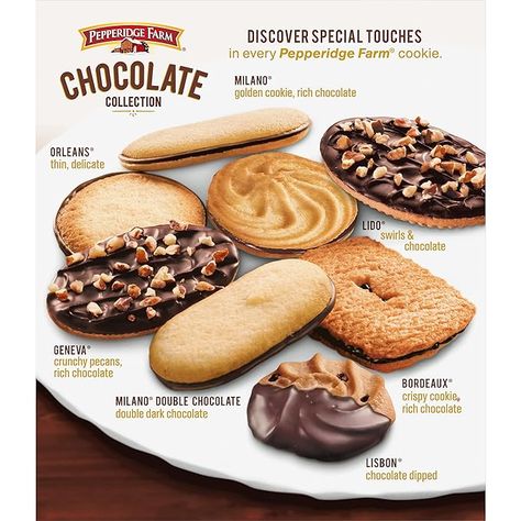 7 Cookie Varieties, 13-oz Box Milano Cookie, Pepperidge Farm Cookies, Golden Cookie, Milano Cookies, Chocolate Collection, Farm Cookies, Crispy Cookies, Pepperidge Farm, Chocolate Sandwich