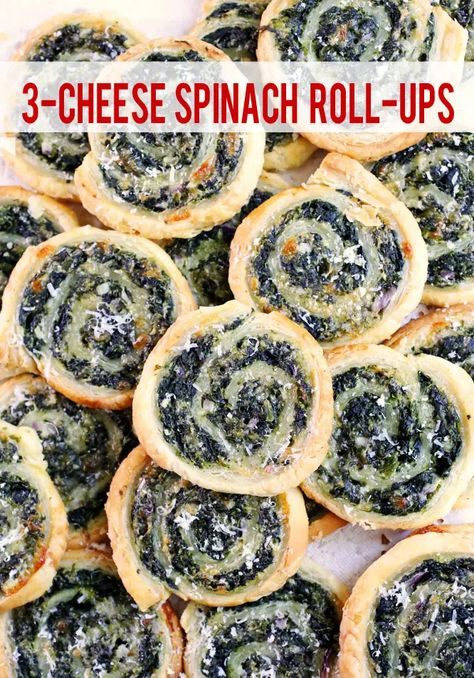 Appetizers Game Day, Spinach Cream Cheese, Spinach Roll Ups, Spinach Puff Pastry, Spinach Puff, Spinach Rolls, Cheese Puff Pastry, Cheese Spinach, Bruschetta Ingredients