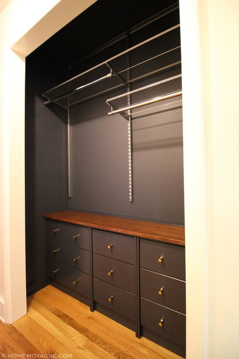 Open Coat Closet, Coat Closet Makeover, Hallway Ideas Diy, Closet Room Organizer, Painted Closet, Coat Closet Organization, Entry Closet, Hallway Closet, Ikea Closet