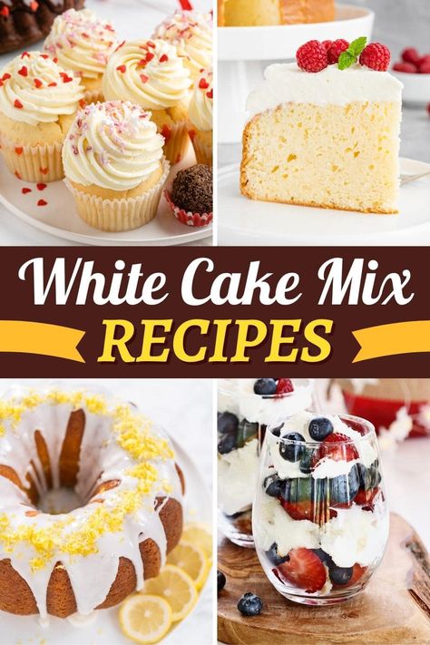 Thanks to these white cake mix recipes, making a show-stopping dessert has never been easier. And I guarantee nobody will know you took a shortcut. White Cake Mix Recipes, Cake Mix Better, Cake Mix Pancakes, Cake Mix Recipe, Boxed Cake Mixes Recipes, Inside Cake, Cake Mix Desserts, Cake Liner, Fruity Cake