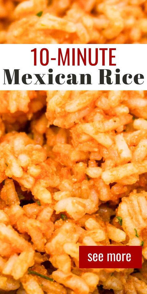 Hey! Looking for a fast and tasty side dish? Try this 10-Minute Mexican Rice! It's bursting with flavor and ready in no time, making it the perfect addition to any meal. Click to get the recipe and enjoy a delicious, effortless side dish! #MexicanRice #QuickMeals #EasyRecipes #FlavorfulSides Mexican Rice With Minute Rice, Fiesta Rice Recipe, Stovetop Appetizers, Minute Rice Recipes, Rice Recipes Side, Homemade Mexican Rice, Spanish Rice Recipe Easy, Spanish Rice Easy, Mexican Rice Recipe