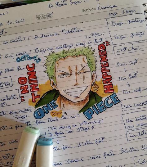 Zoro Doodle, Study Mode, Zoro One Piece, Roronoa Zoro, Study Inspiration, Study Notes, Study Motivation, Anime Art, Doodles