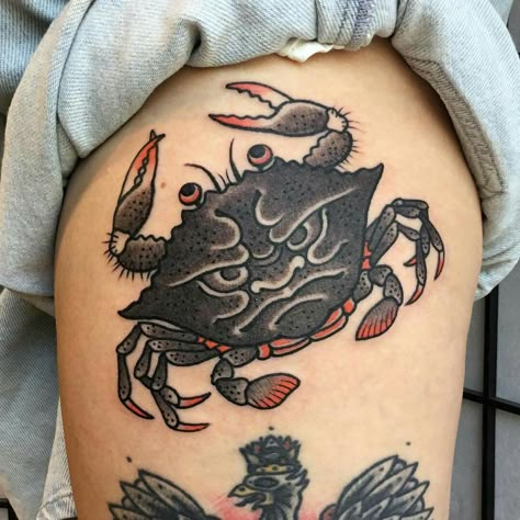 Japanese Reference, Sailor Jerry Tattoo Flash, Japanese Americana, Dragon Tattoo Back Piece, Crab Tattoo, J Tattoo, Sailor Tattoos, Sailor Jerry Tattoos, Dragon Sleeve Tattoos