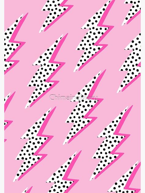 "Pink lightning bolt" Poster by ChimaineMary | Redbubble Photo Wall Pictures, Lightning Drawing, Bolt Poster, Pink Graphics, Pic Wall, Pink Lightning, Pink Collage, Bedroom Wall Collage, Wallpaper Collage