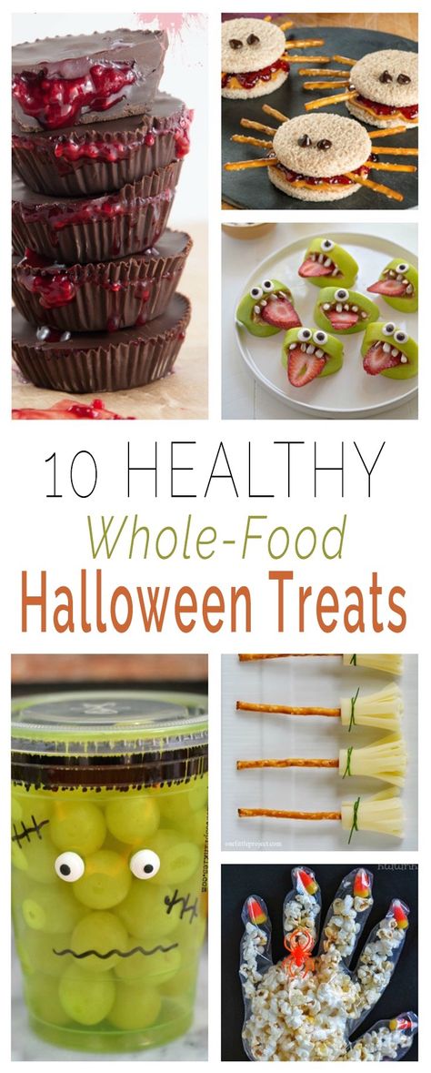 10 Healthy Whole-Food Halloween Treats Halloween Edible Crafts, Halloween Party Recipes, Healthy Halloween Party Food, Healthy Holiday Treats, Halloween Appetizers Easy, Healthy Halloween Food, Halloween Tea Party, Easy Halloween Snacks, Halloween Snacks For Kids