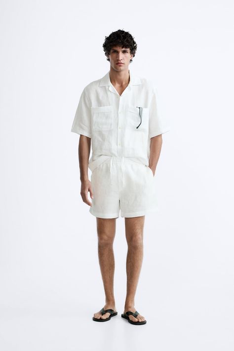 Linen Bermuda Shorts, Zara Men, Men Beach, Zara Man, Linen Shorts, T-shirt Polos, Zara United States, Linen Shirt, Mens Summer