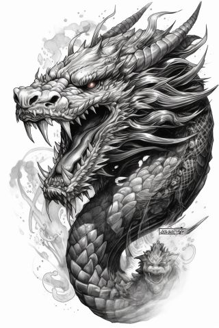 Dragon tattoo, tattoo sketch#15 Dragon Tattoo Realistic, Tato Irezumi, Biomech Tattoo, Black Dragon Tattoo, Japanese Dragon Drawing, Dragon Head Tattoo, Dragon Tattoos For Men, Realistic Dragon, Dragon Sleeve