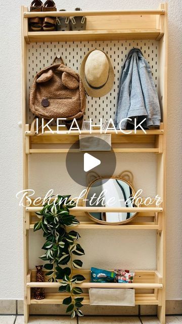 Ikea Hacks and Inspo on Instagram: "IKEA Behind-the-door Hack REVEAL! 😍

By POPULAR request, here is a step by step how to DIY the behind the door shelf hack. ⚒️✨

Check out this amazing space-saving hack by @cori.interior! 🙌

What you need:

Wood board 
IKEA Flisat 
IKEA SKADIS

See story or highlight for links 🔗 

How did it turn out? Let us know below 🤍

Follow for more DIY inspiration and clever hacks @ikeahacksandinspo. 💡✨

.
.
.

#ikeahacksandinspo #ikeahack #storagesolutions #storageideas #smallspaces #smallhallway #smallkitchen #smallkidsroom #diy #homedecor #interiordesign #interiorinspo #interior #homemade #interiorsolutions" Ikea Ploga, Ikea Door Storage, Flisat Shelf Hack, Ikea Behind Door Storage, Ikea Nordkisa Hack, Behind The Door Entryway, Grejig Ikea Hack, Ikea Hacks Hallway, Small Kid Room Ideas