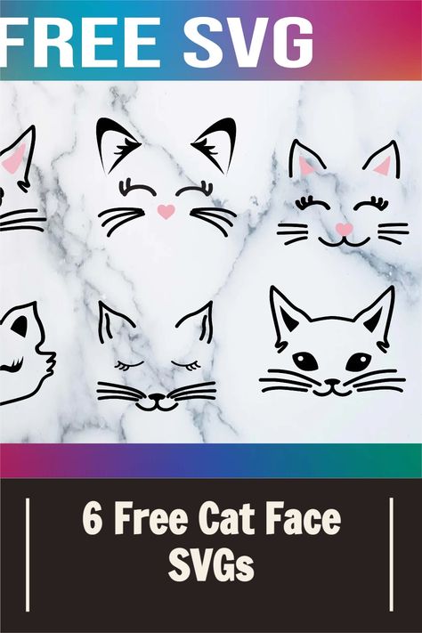 Free Cat Face Svg Files For Cricut, Pocket Animal Svg, Cats Svg Free, Cat Face Svg Free, Cute Animal Svg Free, Cat Cricut Ideas, Cricut Cat Designs, Cricut Cat Project, Cat Cricut Projects