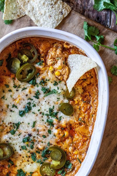 Hot Corn Dip with Chorizo - My Kitchen Little Dip With Chorizo, Chorizo Appetizer, Chorizo Dip, Hot Corn Dip, Corn Dip Recipes, Homemade Appetizer, Easy Corn, Hot Corn, Party Dip