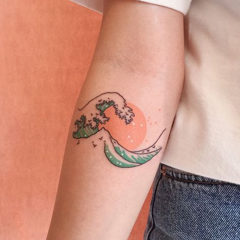 @bellaakeft Surfing Tattoo, Tumblr Tattoo, Inspiration Tattoos, Initial Tattoo, Incredible Tattoos, Waves Tattoo, Aesthetic Tattoo, Little Tattoos, Skin Art