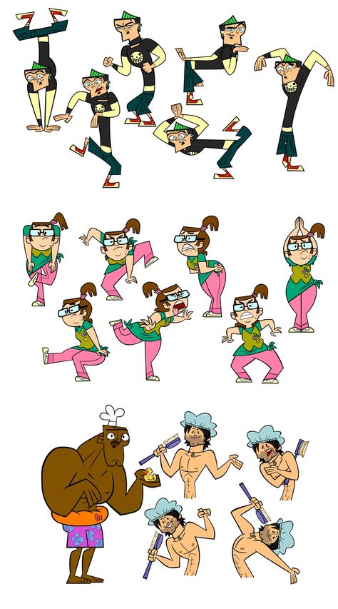 Total Drama Concept Art, Total Drama Art, Total Drama Characters, Android Jones, Anna Cattish, 2000s Cartoons, Character Design Cartoon, Model Sketch, Character Model Sheet