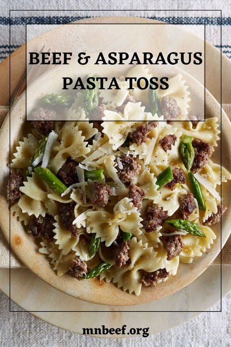 Ground Beef And Asparagus, Beef And Asparagus, Dinner Skillet, Recipes Using Ground Beef, Ground Beef Pasta, Quick Pasta, Meat Pasta, Asparagus Pasta, Ground Beef Dishes