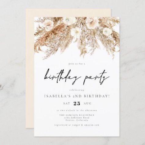 Boho 50th Birthday Invitations, Boho Birthday Party Invitations, Floral Birthday Party Invitations, 74th Birthday, Sweet Sixteen Birthday Party Ideas, 16th Birthday Decorations, Boho Birthday Party, Rustic Baby Shower Invitations, Diamond Party