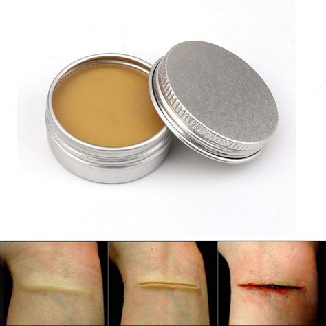 Burn Makeup Halloween, Face Painting Makeup, Burn Makeup, Makeup Usa, Fake Scar, Wound Makeup, Fake Wounds, Scar Makeup, Scar Wax