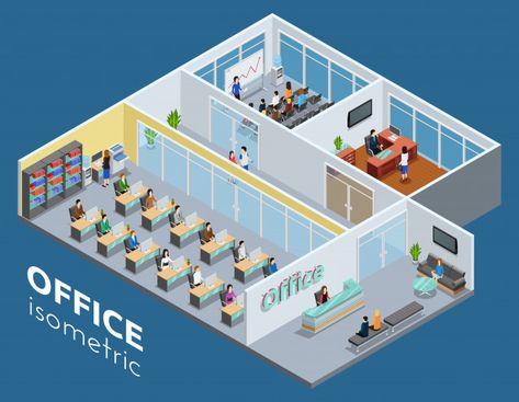 Office Isometric, Interior Design Vector, Office Illustration, Office Space Planning, Reception Layout, Conference Hall, Interior View, Hotel Reception, About Space