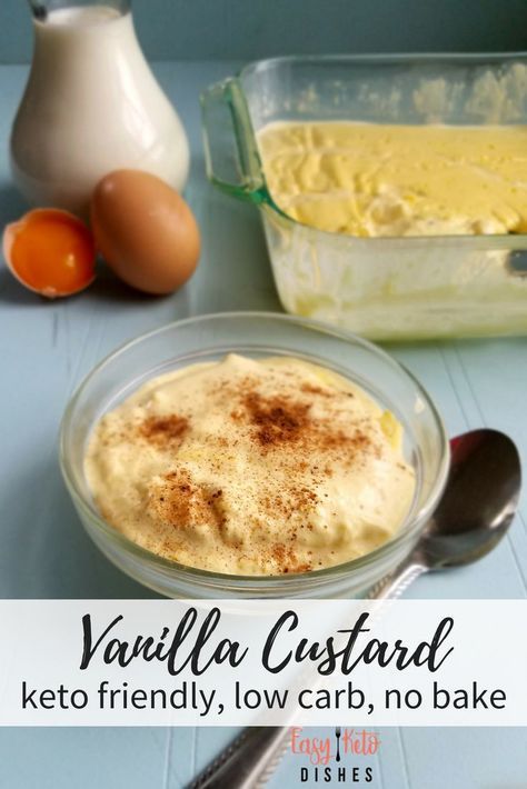 Keto Custard Recipe, Simple Keto Desserts, Keto Dessert Recipes Easy, Keto Custard, Vanilla Custard Recipe, Best Keto Desserts, Easy Keto Desserts, Custard Recipe, Homemade Custard