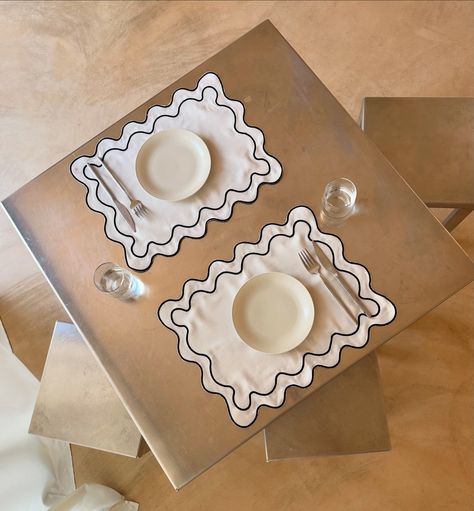 Our wavy placemats elevate every table setting 〰️ Wavy Placemats, Kitchen Placemats, Place Setting, Place Settings, Table Setting, Placemats, Table Settings, Dining Room