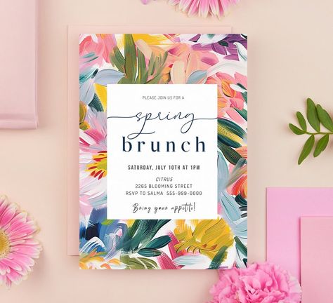 Spring brunch editable invitation Brunch Invitations Template, Brunch Event, Spring Brunch, Brunch Invitations, Brunch Party, Event Poster, Digital Invitation, Green Gables, Editable Invitations