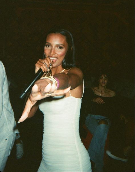 Karaoke Photoshoot, Karaoke Photography, Party Film Aesthetic, Birthday Karaoke Party, Jasmine Tookes Aesthetic, Birthday On Film, Jasmine Tookes Wedding, Wedding Karaoke, Karaoke Wedding