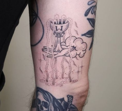 Ace Of Cups Tattoo, Tarot Tattoo Design, Plus Size Tattoos, Ace Of Cups, Unique Tarot Cards, Ace Of Swords, Cup Tattoo, Tarot Card Tattoo, Tarot Tattoo