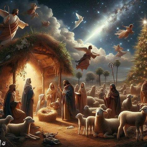 Christmas Jesus Pictures, Merry Christmas Jesus Christ, Jesus Christ Christmas, Nativity Scene Pictures, Jesus Birth, Christmas Bible Verses, Jesus Christ Painting, Jesus Christ Artwork, Heaven Art