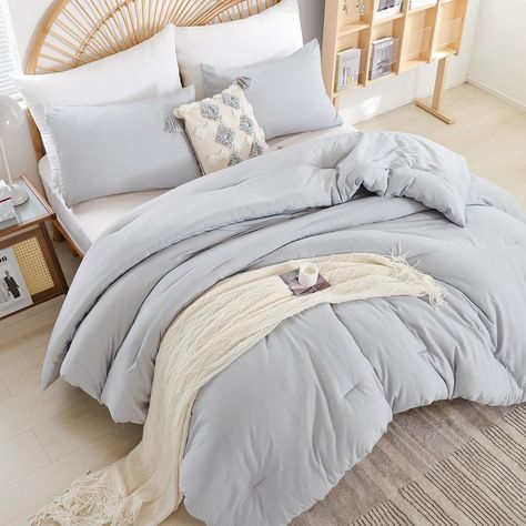 PRICES MAY VARY. 【Simple Yet Classy】Our solid color light grey comforter set is available in multiple hues, this taupe queen bed comforter set adds a unique and stylish touch to your decor and pairs well with various color palettes of your bedroom accessories. 【Skin-friendly Material】The modern comforter features tightly woven and double soft microfiber contributing to a silky soft feel, lightweight, and breathable. This bedding set's soft-to-touch fabric adds to overall comfort and will help yo Cute Bed Covers For Teens, Cute Bed Sets For Teens, Bed Set Queen, Xl Twin Bedding, Cute Comforters Aesthetic, Queen Bedding Sets For Women, Cute Bed Comforters, Gray Comforter Bedroom, Teen Bedding Ideas