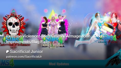 Extreme Violence/ Life's Drama/ Armageddon - Mods - Improvments/Bug Fixes | Sacrificial Junior Force Of Evil, 4 Life, Sims 4 Mods, Sims Cc, Talking To You, Knock Knock, The Sims, Sims 4, The Outsiders