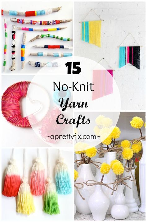 These 15 No-Knit Yarn Crafts are a great way to be inventive with your home decor without picking up a single knitting needle or crochet hook! Simple and easy to make, and incredibly chic and stylish too. Yarn Crafts For Kids, Easy Yarn Crafts, Boho Yarn, Diy Yarn Crafts, Weaving Projects, Yarn Diy, Yarn Projects, Crafts For Teens, Easy Diy Crafts