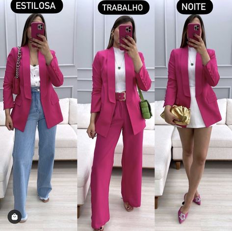 Blazer Set Outfit, Pink Blazer Outfit, Blazer Rosa, Polished Casual, Fiesta Outfit, Color Blocking Outfits, Professional Outfits Women, Stylish Work Attire, Business Casual Outfits For Work