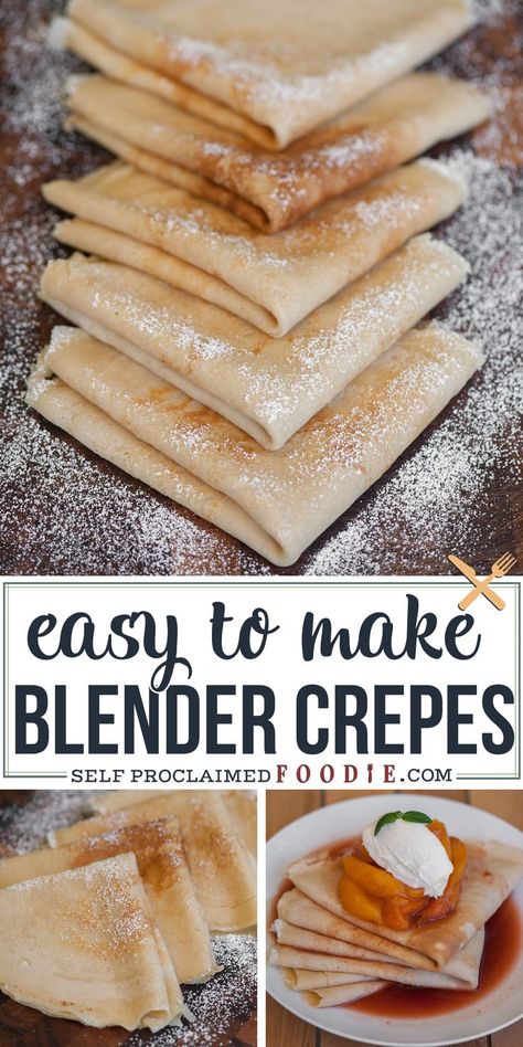 Blender Crepes Recipe, Crepes Blender, Dessert Crepes Recipe, Crepe Recipe Blender, Crepes Recipe Easy, Recipes Crepes, Recipe Crepes, Blender Crepes, Crêpe Recipe