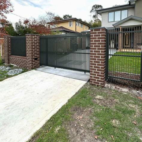 Beautiful Woodland Grey, "Blade" style package featuring slider and pedestrian swing gate. The pedestrian gate is fitted with a @locinox_real mortise and handle, the finest European lock in its class; with the surrounding blades seamlessly capped and cut at 45° angles for ease of access. This project also features a @bft_automation motor powering a turning sliding gate, the 'turning' feature allows us to cater to driveways that are larger than the gates open resting point. Turning Sliding Gate, Pedestrian Gate, Sliding Gate, Sliders, Gate, Turning, Grey, Quick Saves, Instagram