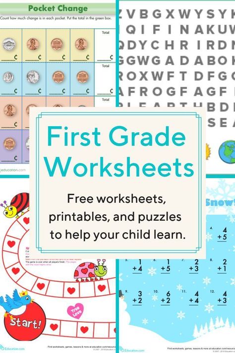 First Grade Worksheets | Download free printable worksheets for #reading, #writing, #math, #science and more for your first grader. #freeworksheets #firstgrade #freeprintables #educationdotcom free comprehension worksheets Writing Sheets For 1st Grade, School Work For 1st Graders, First Grade Math Worksheets Free, First Grade Worksheets Free Printables, Free First Grade Worksheets, 1st Grade Worksheets Free Printables, 1st Grade Reading Worksheets, First Grade Curriculum, Summer Worksheets