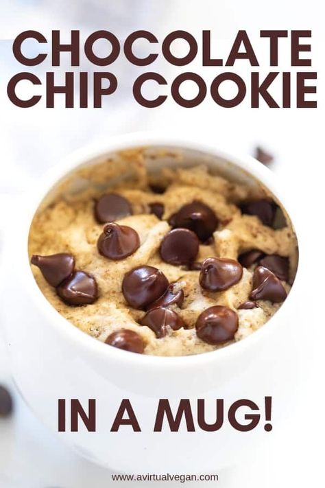 Single Serve Chocolate Chip Cookie, Chocolate Chip Mug Cake, Chip Mug, Cookie In A Mug, Mug Cake Microwave, Mug Cakes, Healthier Desserts, Keto Mug Cake, Chocolate Mug Cakes