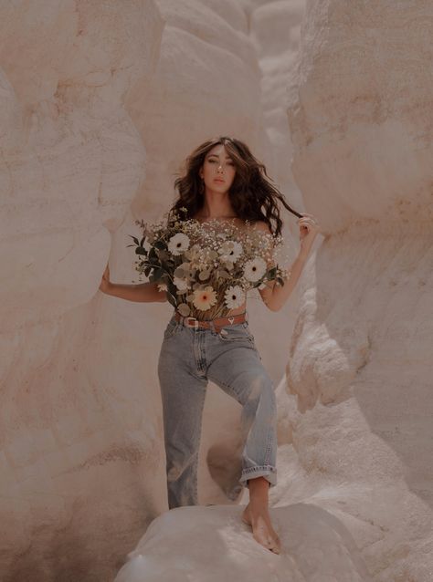 Flower Top Photoshoot, Dreamy Editorial, Top Photoshoot, Boho Photoshoot, Quinceanera Photography, Creative Fashion Photography, Editorial Photoshoot, Flower Pants, Senior Photo Outfits