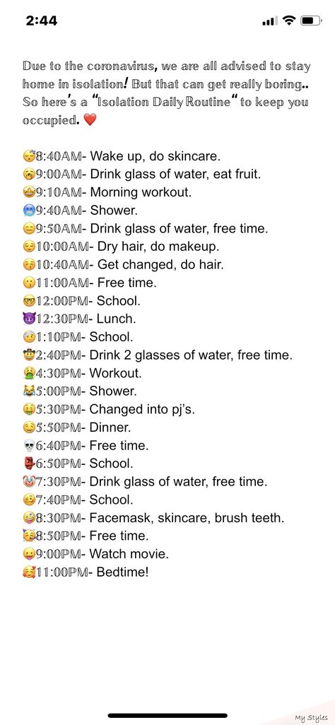 If u ever want to start having a routine here are some ideas so u can try. Everyday Schedule Daily Routines, Everyday Routine Schedule, Home School Schedule Daily Routines, Schedule Daily Routines, Beauty Routine Weekly, Beauty Routine Schedule, Daily Routine Activities, School Routine For Teens, Daily Routine Schedule