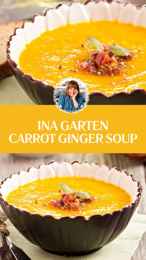 Ina Garten Carrot Ginger Soup Roasted Carrot Ginger Soup Recipe, Best Carrot Soup Recipes, Ginger Soup Recipes, Cream Carrots, Carrot Ginger Soup Recipe, Sweet Cream Butter, Roasted Carrot Soup, Carrot Soup Recipes, Comforting Dinner