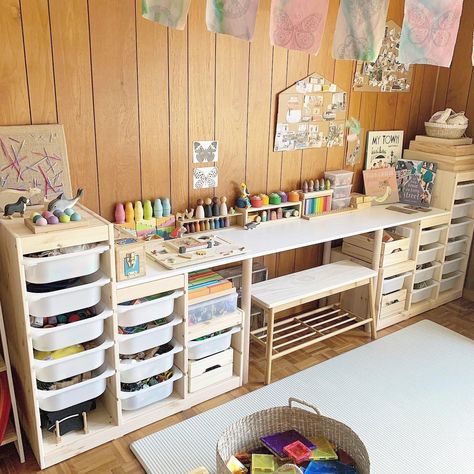 Ikea Trofast desk HACK!!⁣ ⁣ This desk we made out of two Trofast units from Ikea has been by far the best addition to our playroom… | Instagram Kids Room Desk Ideas, Ikea Trofast Desk, Trofast Desk Hack, Trofast Desk, Room Desk Ideas, Ikea Kids Desk, Ikea Kids Playroom, Trofast Ikea, Kids Room Desk