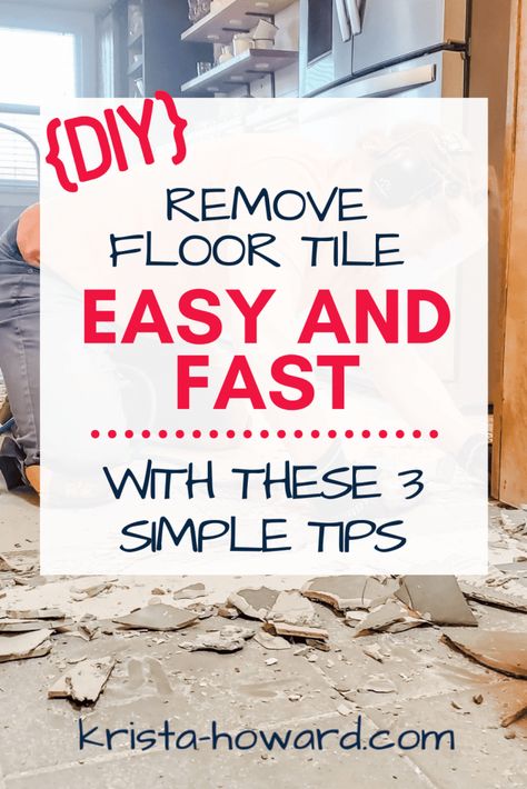 Replacing Kitchen Tile Floor, How To Remove Tile Flooring, Diy Tile Flooring, Diy Tile Floor, Removing Floor Tiles, Entryway Tile Floor, Remove Tile, Kitchen Tile Diy, Diy Kitchen Flooring