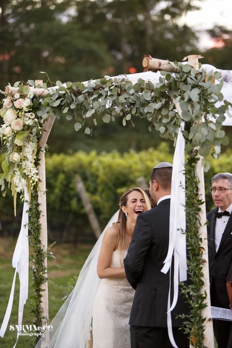 Roses and Rice-Flowers Chuppah Flowers Eucalyptus, Garden Roses Birch Arch Rustic Wedding Fake Peonies, Tree Wedding Ceremony, Chuppah Flowers, Birch Tree Wedding, Wedding Chuppah, Wedding Ceremony Ideas, Backdrop Decor, Wedding Arch Flowers, Wedding Arbour