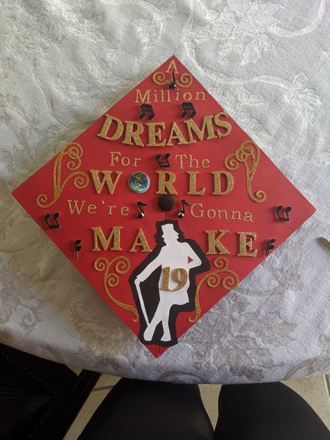 Graduation Cap Designs Tv Shows, Greatest Showman Graduation Cap, Hadestown Graduation Cap, Musical Graduation Cap, Grad Cap Ideas Musical Theatre, Ratatouille Graduation Cap, Graduation Cap Designs Movies, Graduation Cap Designs Musical Theatre, Broadway Graduation Cap