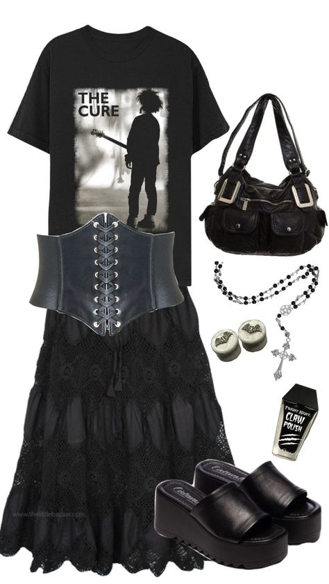 #goth #gothic Goth Country Outfits, Mopey Goth Outfits, Romantic Goth Outfits Casual, Mopey Goth, Gothic Outfit Ideas, Goth Outfits Casual, Romantic Goth Outfits, Goth Summer Outfits, Goth Skirts