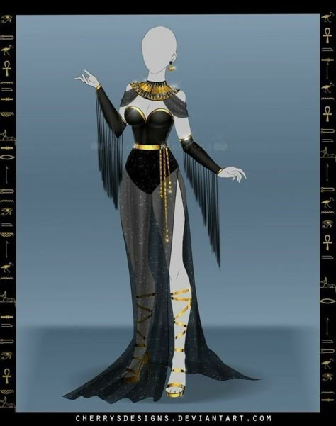 Cherrysdesigns Deviantart, Closed Outfit, Starověký Egypt, Anime Egyptian, Clothing Sketches, Drawing Anime Clothes, Hero Costumes, Dress Sketches, Dress Drawing