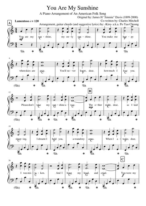 You Are My Sunshine Lyrics, Piano Songs Sheet Music, Piano Songs For Beginners, Music Printables, Free Printable Sheet Music, Piano Chords Chart, Easy Sheet Music, Banjo Music, Hymn Sheet Music